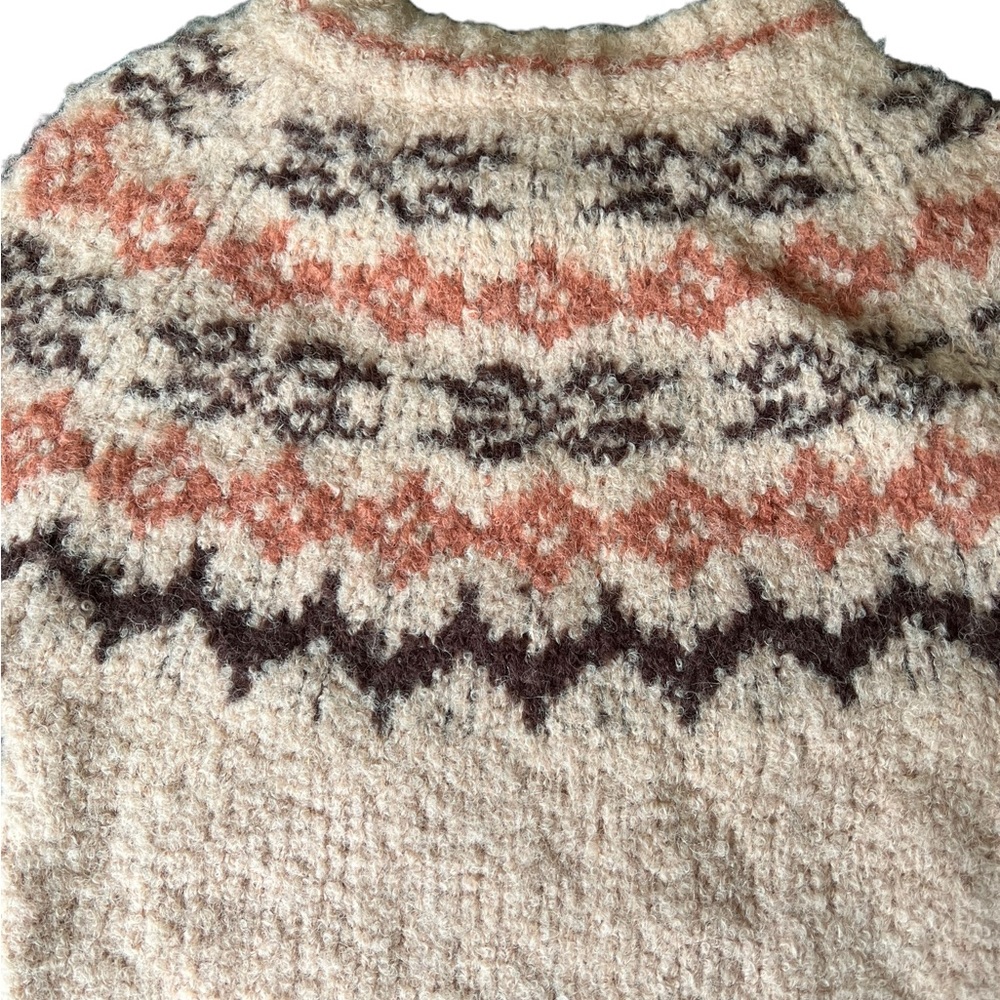 SMYTHE Lopi Fair Isle Alpaca Blend Sweater Apricot Fair Isle NWT Women's Small - Picture 10 of 10